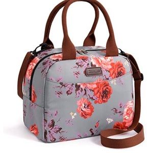 COPY - NWT Kaome Small Insulated Lunch Bag with Shoulder Strap, Waterproof Grey…